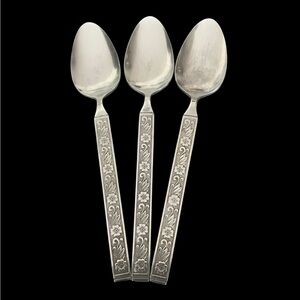 Gold Standard Night Blossom Lot of 3 Tablespoons Japan Stainless Mid Century